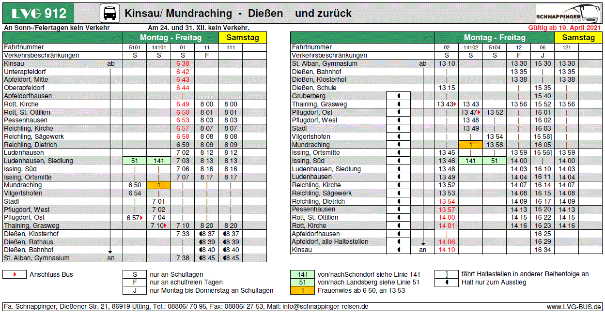 Fahrpläne Linienverkehr